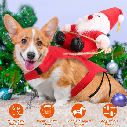 Red Winter Coat For cats and dogs Riding Santa Claus