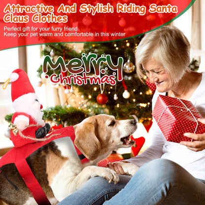 Red Winter Coat For cats and dogs Riding Santa Claus