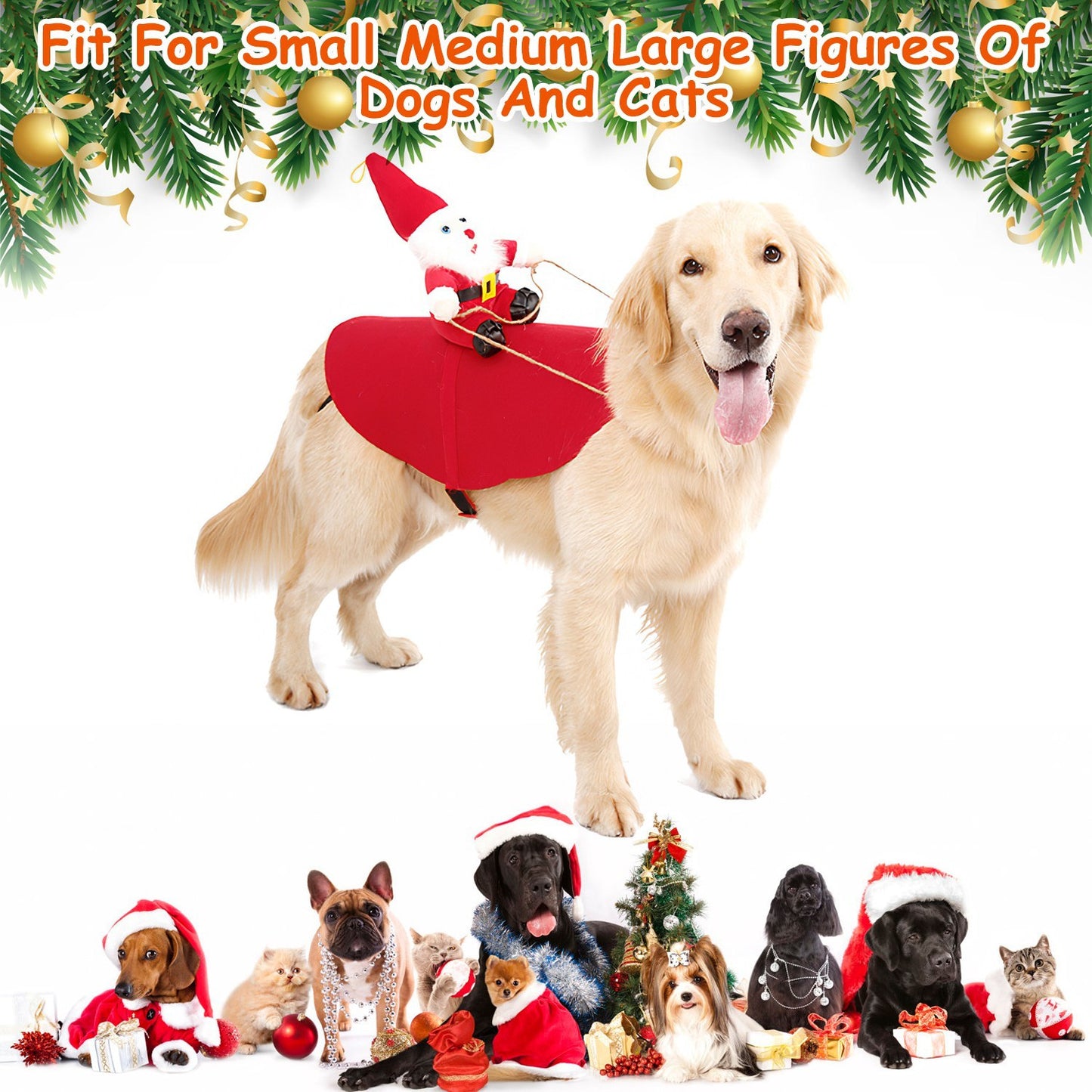 Red Winter Coat For cats and dogs Riding Santa Claus