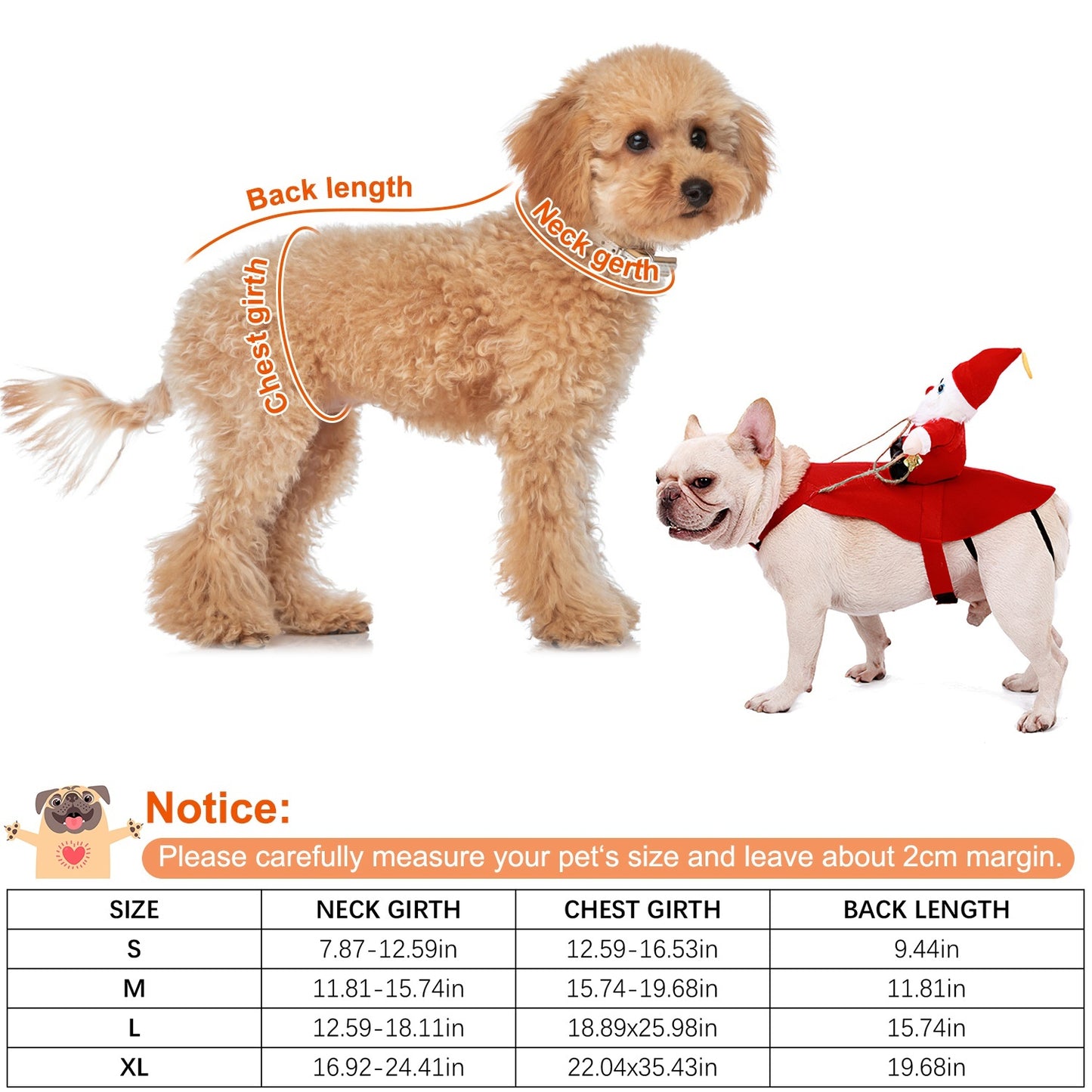 Red Winter Coat For cats and dogs Riding Santa Claus