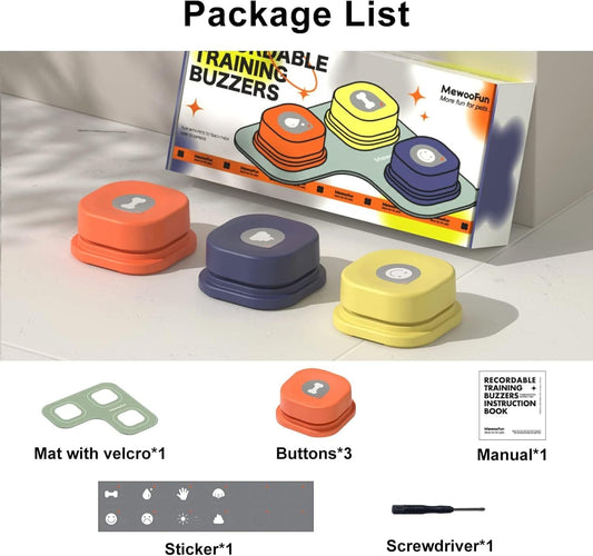 Dog Talking Buttons Set / 3 Recordable Communication Buttons